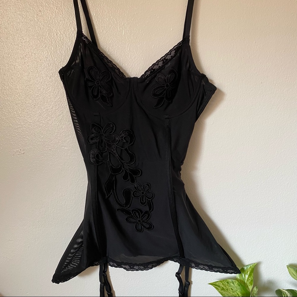 Fredericks of Hollywood black lace negligee dress